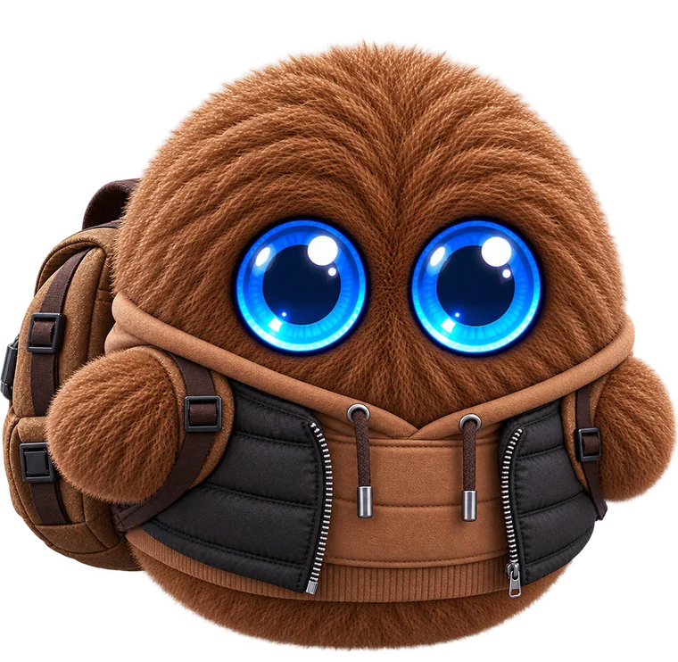 choco con mochila y sudadera